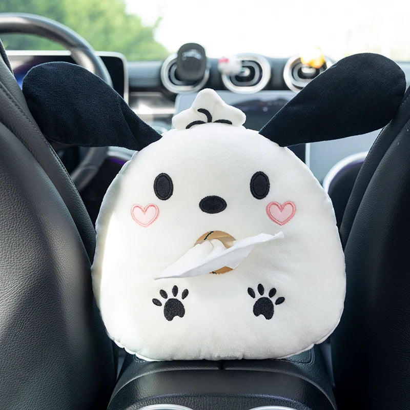 Cute Pochacco Headrest Seat Belt Cover For Car Seat Lovely Japanese Style Car Decoration Back Cushion Tissue Box Cover Gifts