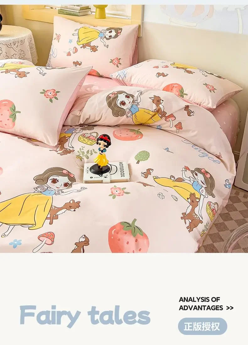 Mickey Mouse student cartoon bedding Donald Duck Mickey Minnie Daisy bed sheet quilt set three-piece comfortable home textile