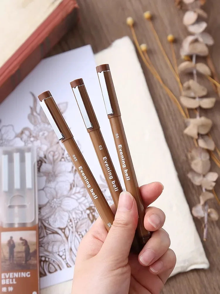 Brown Pigment Liner Needle Waterproof Drawing Pen For Sketch Watercolor Drawing Needle Pen Hook Line Pen Stationery Art Supplies