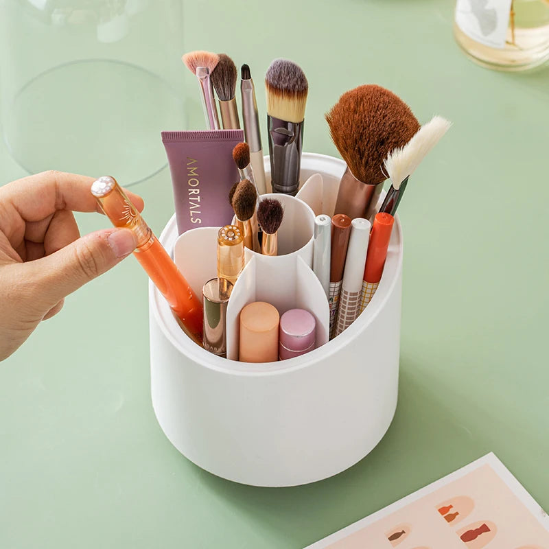 Rotating Makeup Brush Storage Box Portable Multifunction Dust Proof Desktop Organizer Lipstick Shadow Cosmetic Holder