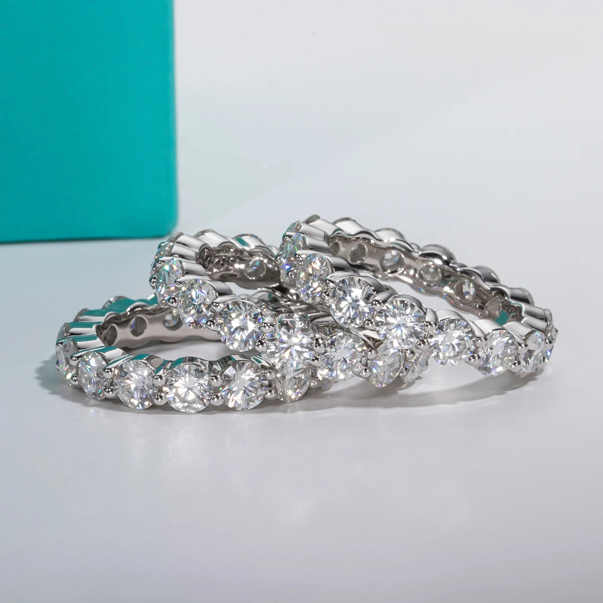 AnuJewel Moissanite Wedding Band Leaf Rings D Color VVS1 925 Sterling Silver Lab Created Diamond Eternity Bezel Ring Jewelry