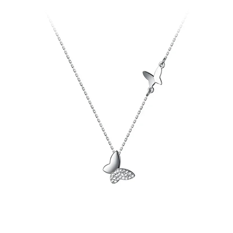TrustDavis Real 925 Sterling Silver Necklace Insect Butterfly Dazzling CZ Necklace For Women Birthday Gift Fine Jewelry DA2936