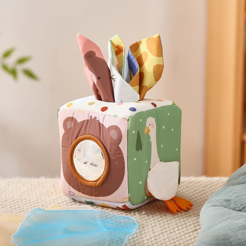 Montessori Toys Magic Cotton Animal Tissue Box Kids Finger Exercise Busy Board Toys Baby Educational Activity Sensory Game Gifts