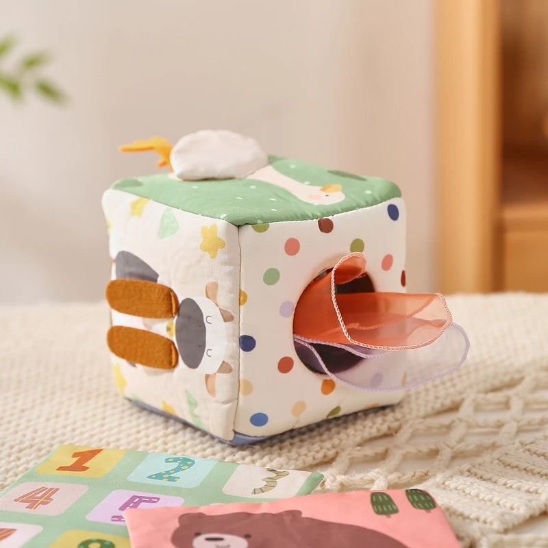 Montessori Toys Magic Cotton Animal Tissue Box Kids Finger Exercise Busy Board Toys Baby Educational Activity Sensory Game Gifts