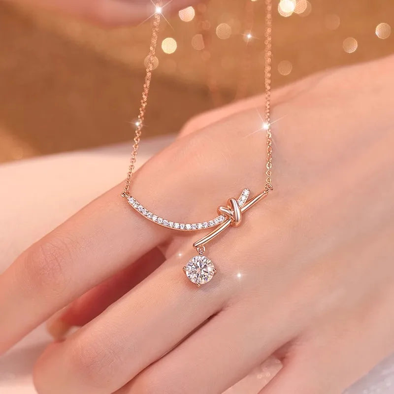 D Color 1CT Real Moissanite Necklaces for Women 100% 925 Sterling Silver Elegant Luxury Diamond Pendant Necklace Fine Jewelry