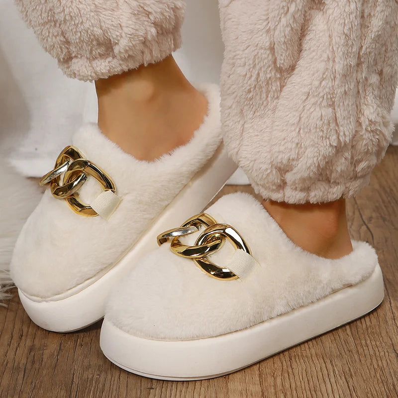 White Bunny Slippers For Home Kawaii Shoes Women Rabbit Fluffy Slippers Winter Indoor Sandals Woman Platform Bootie Slipper New