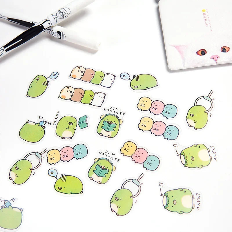 50 Pcs/Bag DIY Cute Cartoon Kawaii PVC Stationery Stickers Lovely Cat Bear Sticker for Diary Decoration Note Sticker Flakes