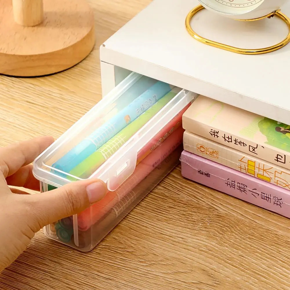 Transparent Stationery Storage Box Desktop Organizer Stationary Supplies Pen Holder Large Capacity Pen Pencil Case