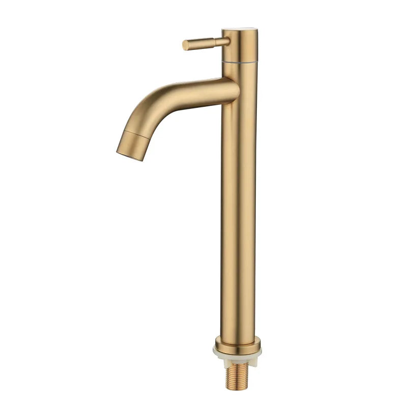Bathroom Basin Faucet 1/2Inch 304 Stainless Steel Single Cold Water Tap Gold Black Sink Faucet Replacement Bathroom Accessories