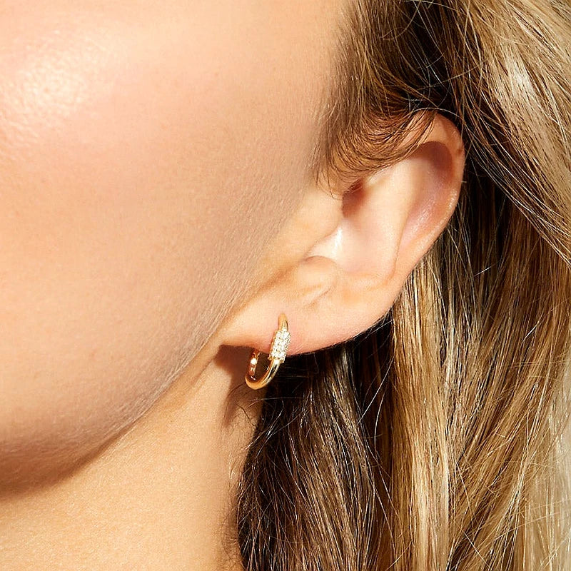925 Sterling Silver Needle Minimalism 18K Gold Earrings 11mm Small Hoop Earrings for Women Hip Hop Party Fashion Jewelry Gift