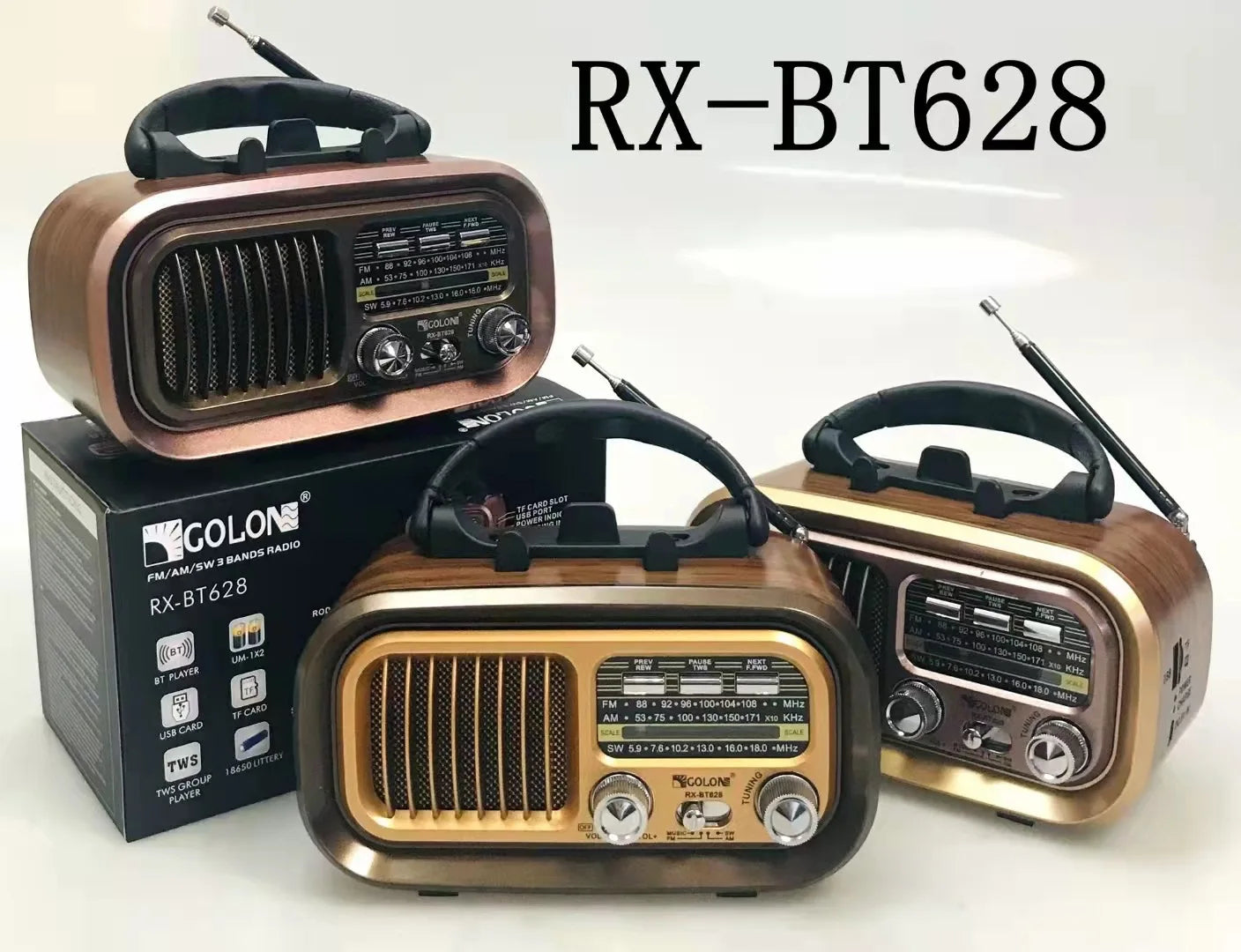 Portable Emergency Retro Radio FM/AM/SW1-6 Radio Receiver BT Speaker Solar MP3 Music Player with LED Light Support USB/TF Card