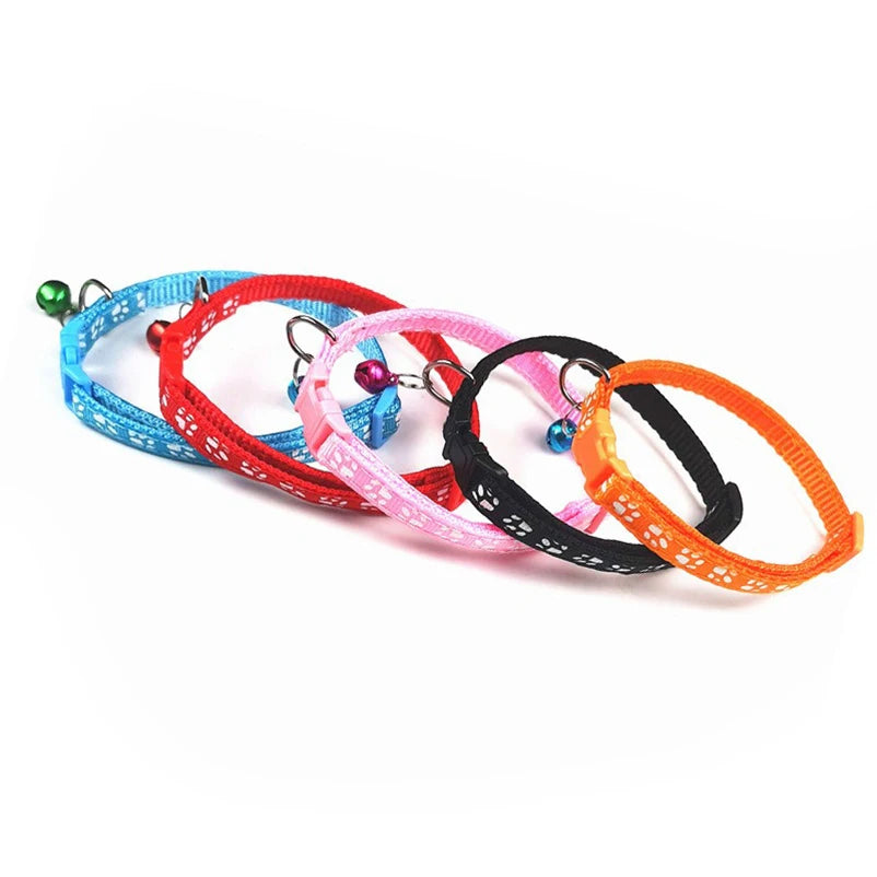 Hot pet cat bell collar dog print cat collar multi-color optional necklace ring cat rope collar pet supplies