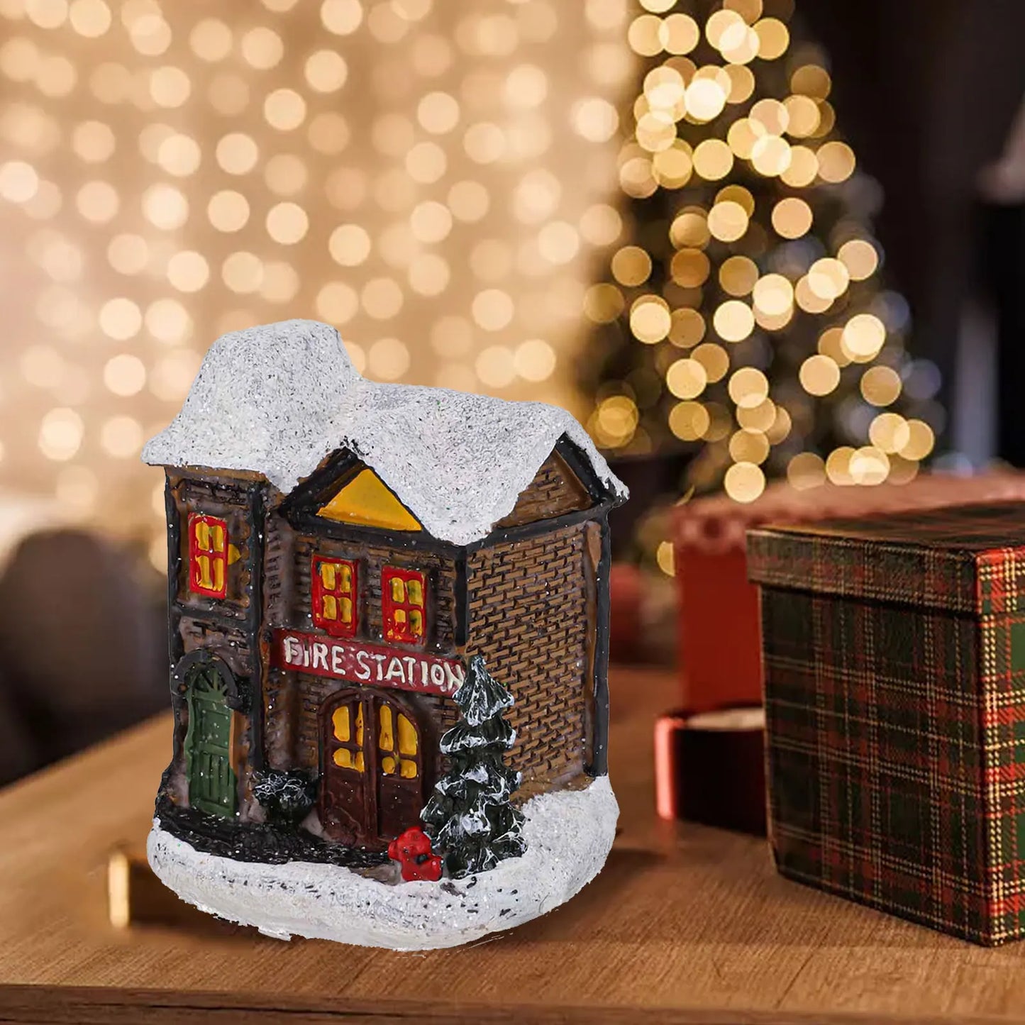 Christmas Pendant Drop Ornaments Brightness LED Light Up Small Village House Scene Christ Home Decoration Ornament Party Supplie