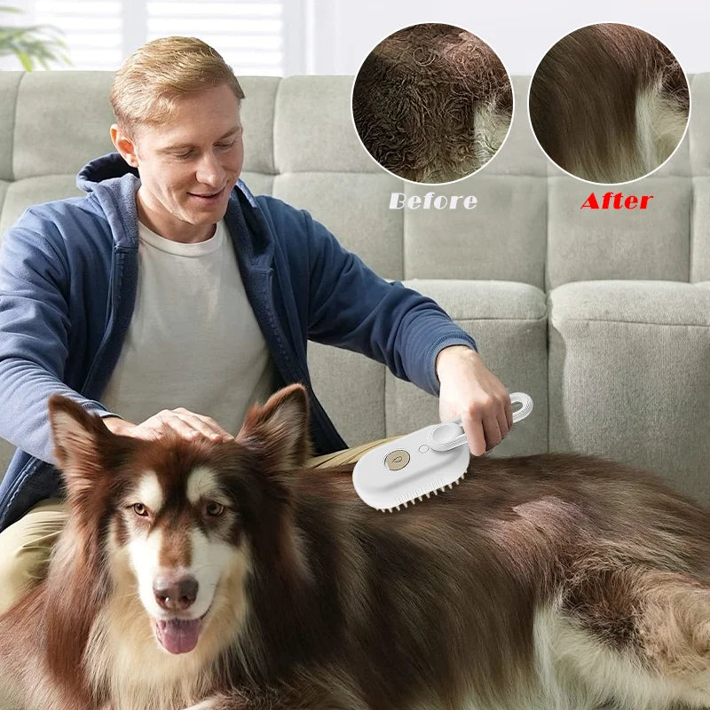 Pet Steam Brush Removes Floating Hair Doesn't Hurt Skin Dog Bathing Hair Removal Brush Cat and Dog Cleaning Supplies Cat Comb