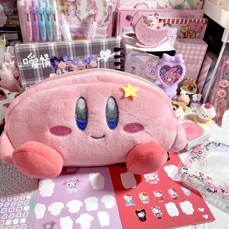 Kirby Pencil Pouch Plush Pencil Case Stationery Box Cartoon Organizer Makeup Bag Girl Cute Soft Stationery Bag Coin Cosmetic Bag