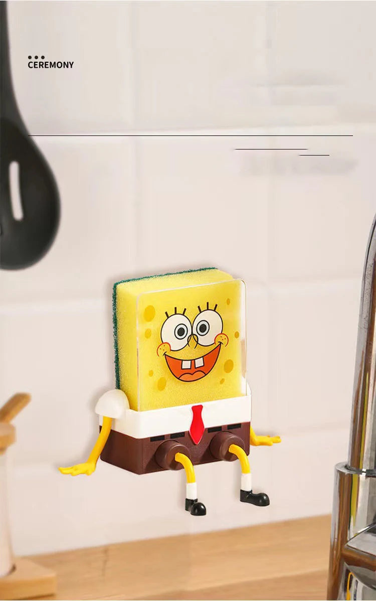 SpongeBob SquarePants Dish Washing Brush Sponge Kitchen Supplies Drain Rack Cleaning Dishes Brushes Reusable Scrub Scouring Pad