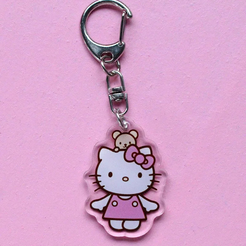 Hello Kitty Acrylic Keychain Accessories Sanrio Anime Figures Key Chain Pendant Cartoon Cosplay Chains Keyring Accessoried Gifts