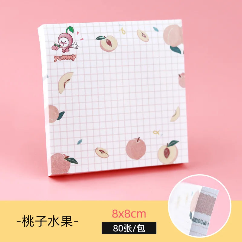80 pages/pack Kawaii Animals And Fruits Sticky Notes Memo Pad To Do List Cute Journaling Supplies Planner Sticker Deco