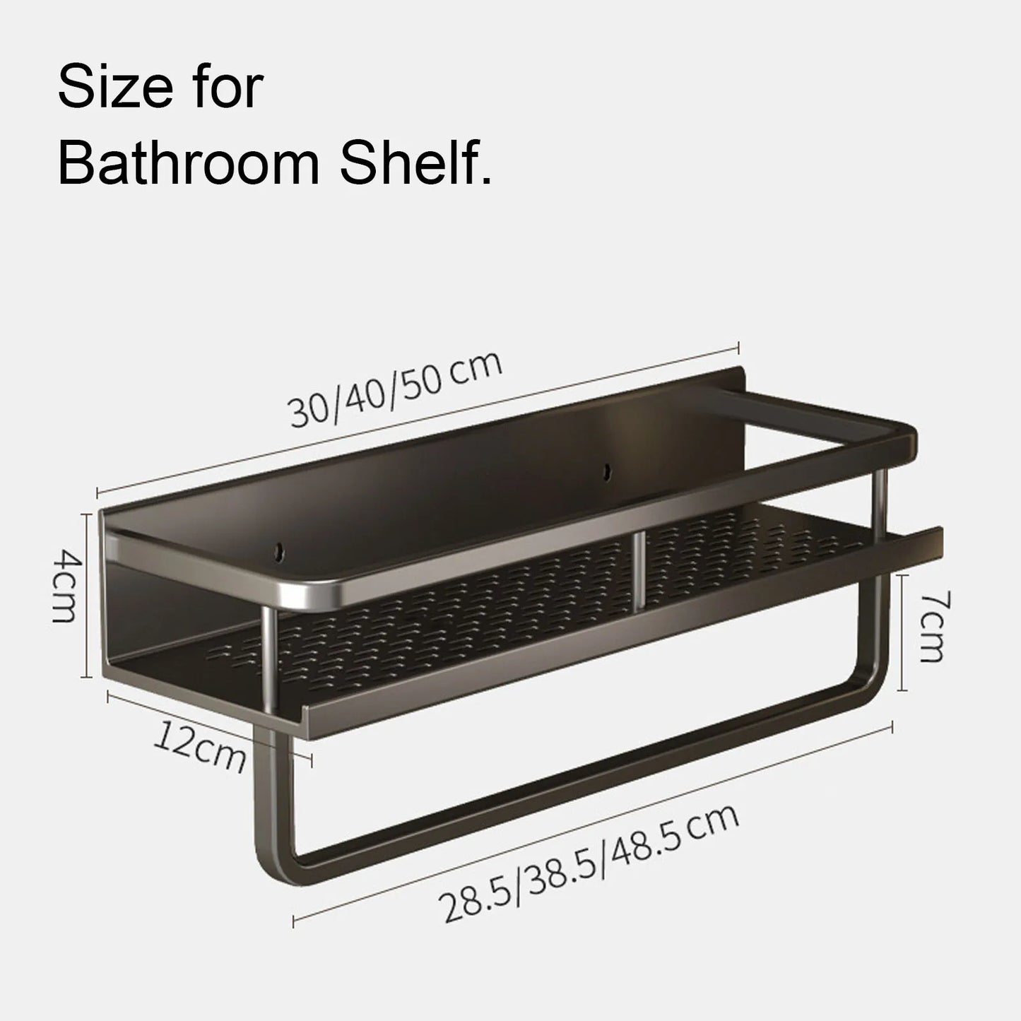 Punch-free Bathroom Shelf for Shower Bathroom Rack Aluminum Hanging Rack with Hooks Bathroom Organizer Hang On the Wall