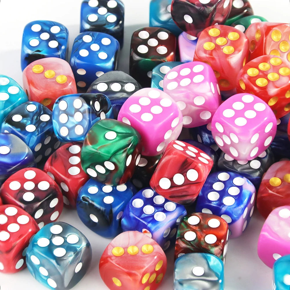 Premium Quality Pip D6 Dice Set for Table Board Gaming - 12mm Mixed Color, Pack of 10