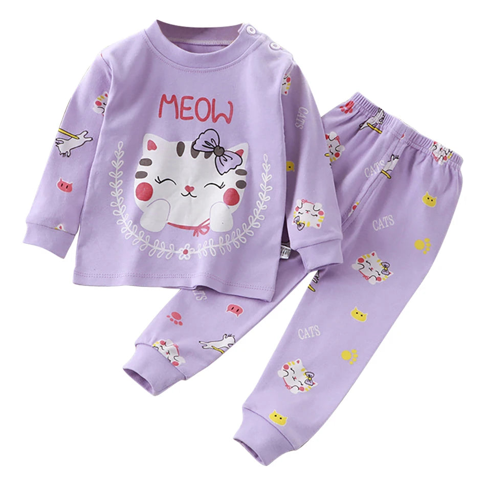 Cartoon Unicorn Animal Sleepwear Children Pajamas Sets Unisex Kids Autumn Clothing Durable Soft Warm Comfort for Every Day Use