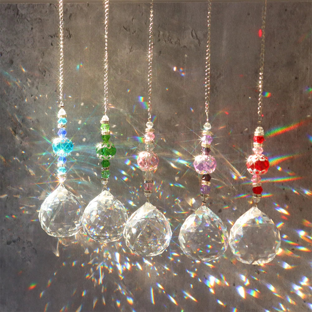 Transparent Ball Crystal Light Collection Pendant Durable Hangable Crystal Reflective Jewelry Window Accessories for Living Room