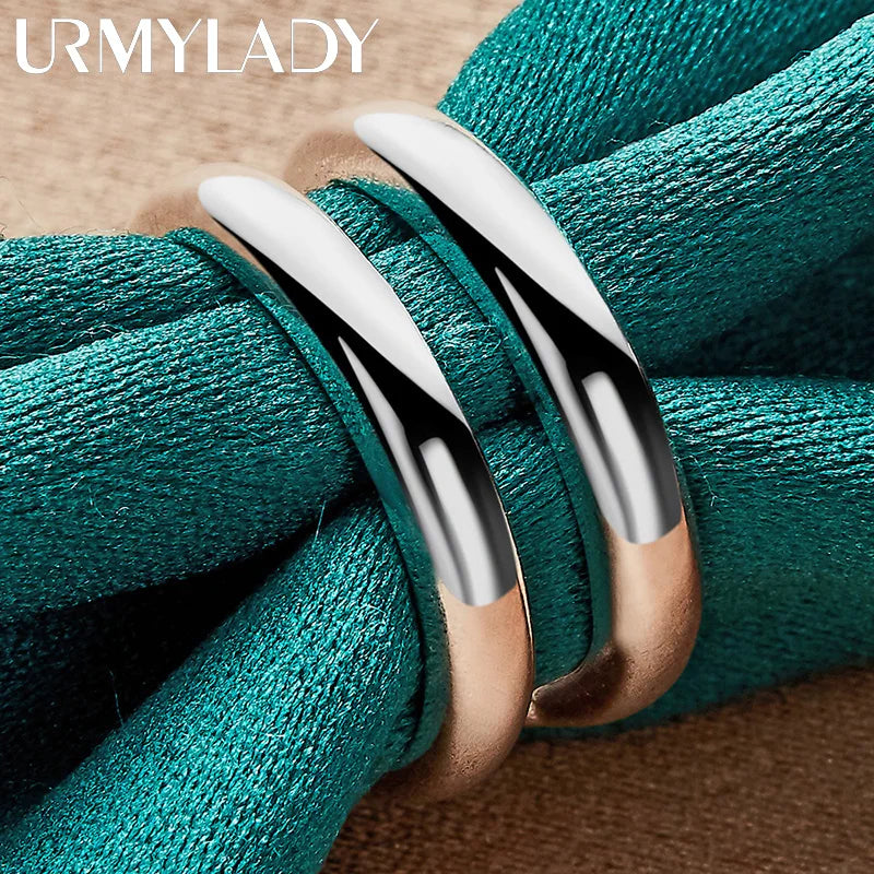 URMYLADY 925 Sterling Silver Double Round Adjustable Ring For Women Wedding Charm Engagement Fashion Jewelry