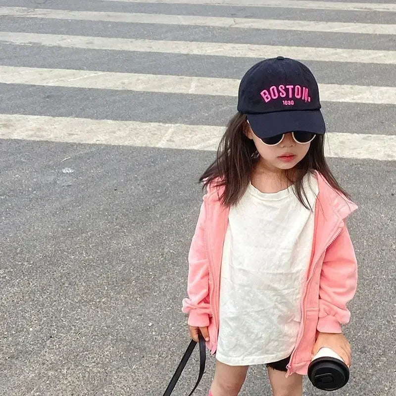 Solid Colors Letter Kids Baseball Cap Embroidery Children Girls Boys Sun Hat Spring Summer Outdoor Adjustable Visor Baby Cap