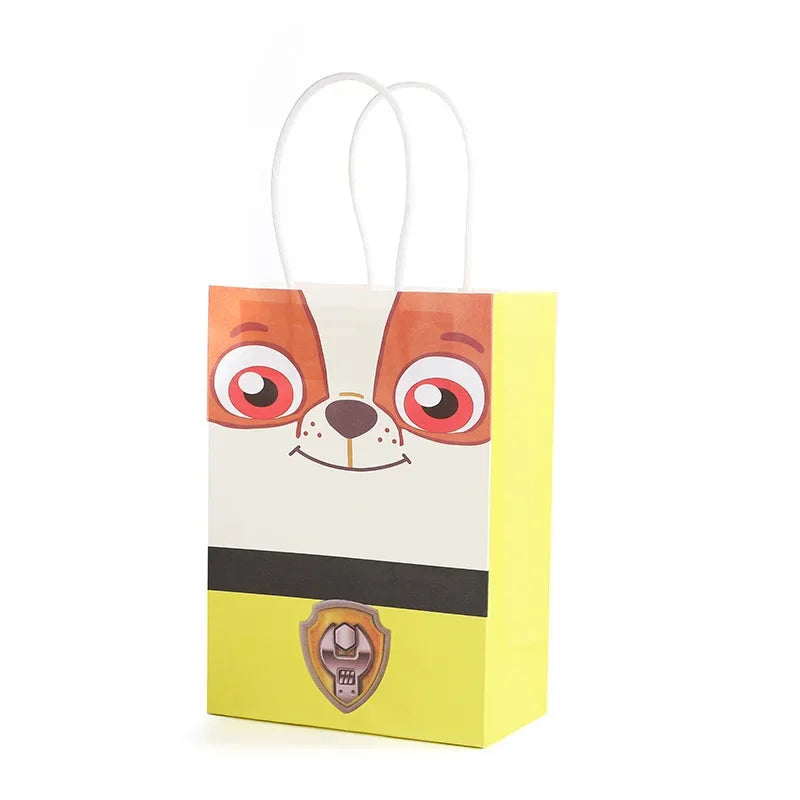 1pcs New Paw Patrol Anime Gift Bags Kraft Paper Pakcaging Candy Handheld Bag Cartoon Packing Kids Birthday Party Supplies