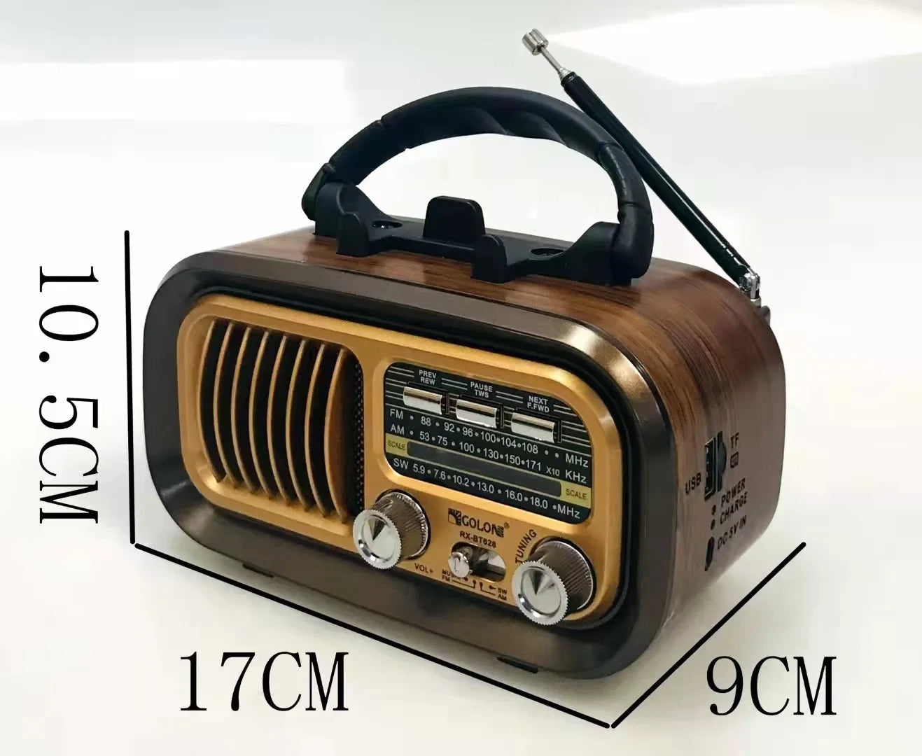 Portable Emergency Retro Radio FM/AM/SW1-6 Radio Receiver BT Speaker Solar MP3 Music Player with LED Light Support USB/TF Card