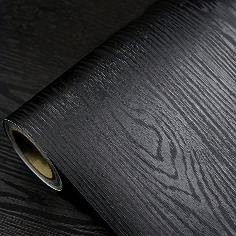 Black Wood Self-adhesive And Removable Wallpaper Vinyl For Countertop Furniture Kitchen Walls Realistic Wood Feel Home Decor