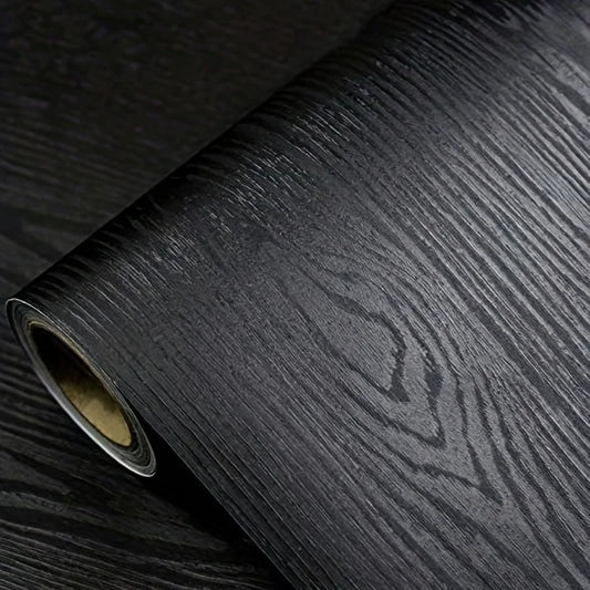 Black Wood Self-adhesive And Removable Wallpaper Vinyl For Countertop Furniture Kitchen Walls Realistic Wood Feel Home Decor
