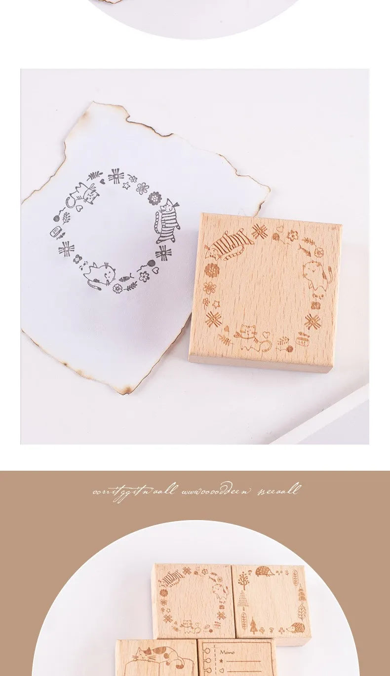 Cat Animals Wooden Rubber Stamps for Card Making Scrapbooking and Crafts