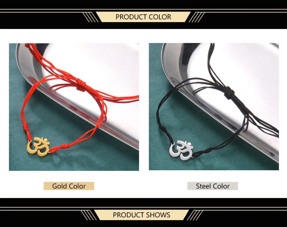 Dawapara OM Aum Symbol Adjustable Bracelet Chakra Hindu Yoga Spiritual Charm Lucky Amulet Stainless Steel Jewelry