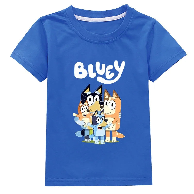 Moose New Bluey Family Summer Short-Sleeved T-Shirt Fashionable Children'S Clothing Boys And Girl Clothes Short-Sleeved T-Shirt