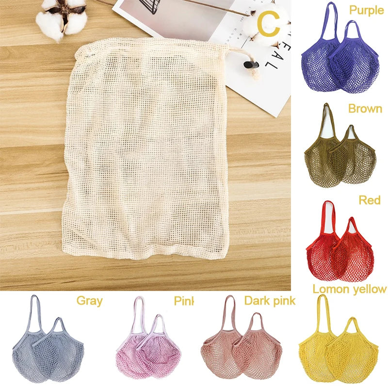 Reusable Grocery Produce Bags Cotton Mesh String Net Tote Bag Fruit Vegetable