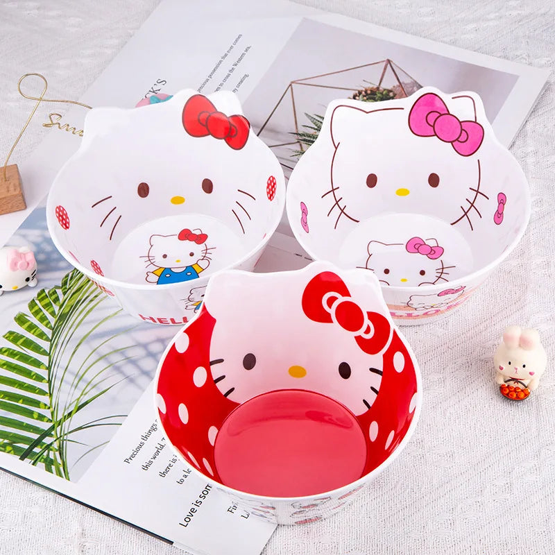 New Sanrio Hello Kitty Bowl My Melody Cartoon Children's Tableware Cute Creative Anti-drop Anti-scald Soup Bowl Kid for Gifts