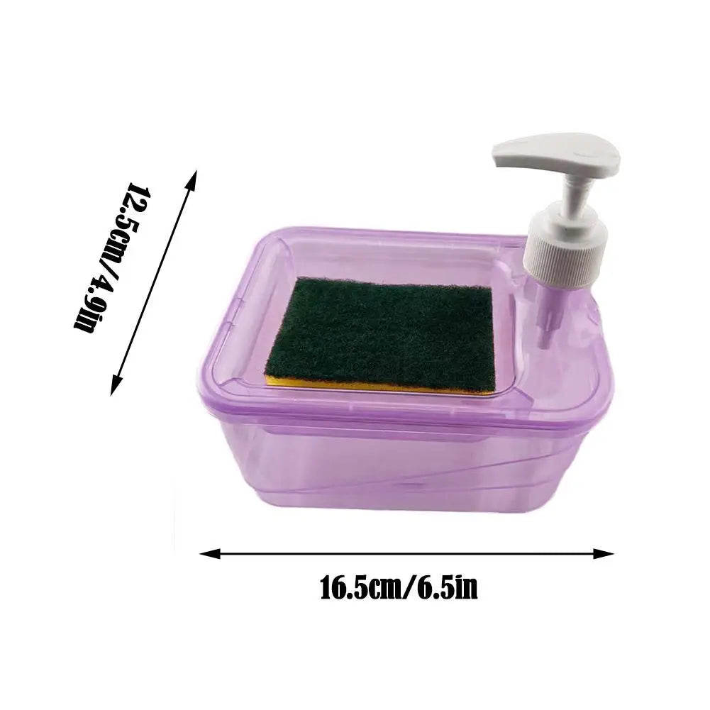 3in1 Soap Dispenser & Scrubber Holder with Sponge Plastic Hand Soap/Dish Soap Dispenser for Kitchen Bathroom