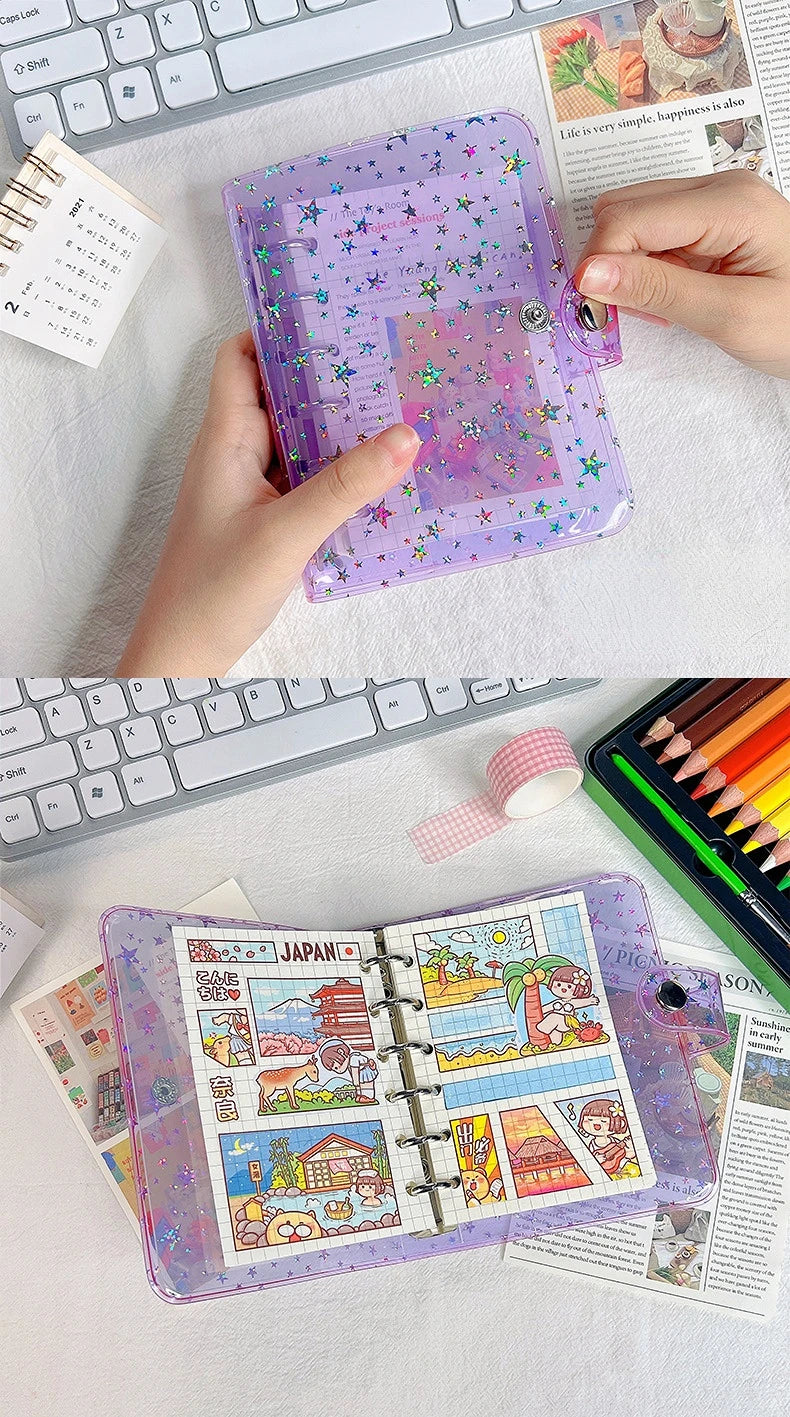 A7 Notebook 6-hole PVC Notebook Cover Loose-leaf Account Book Case Replacement Shell Journal Binder Mini Notebook Planner