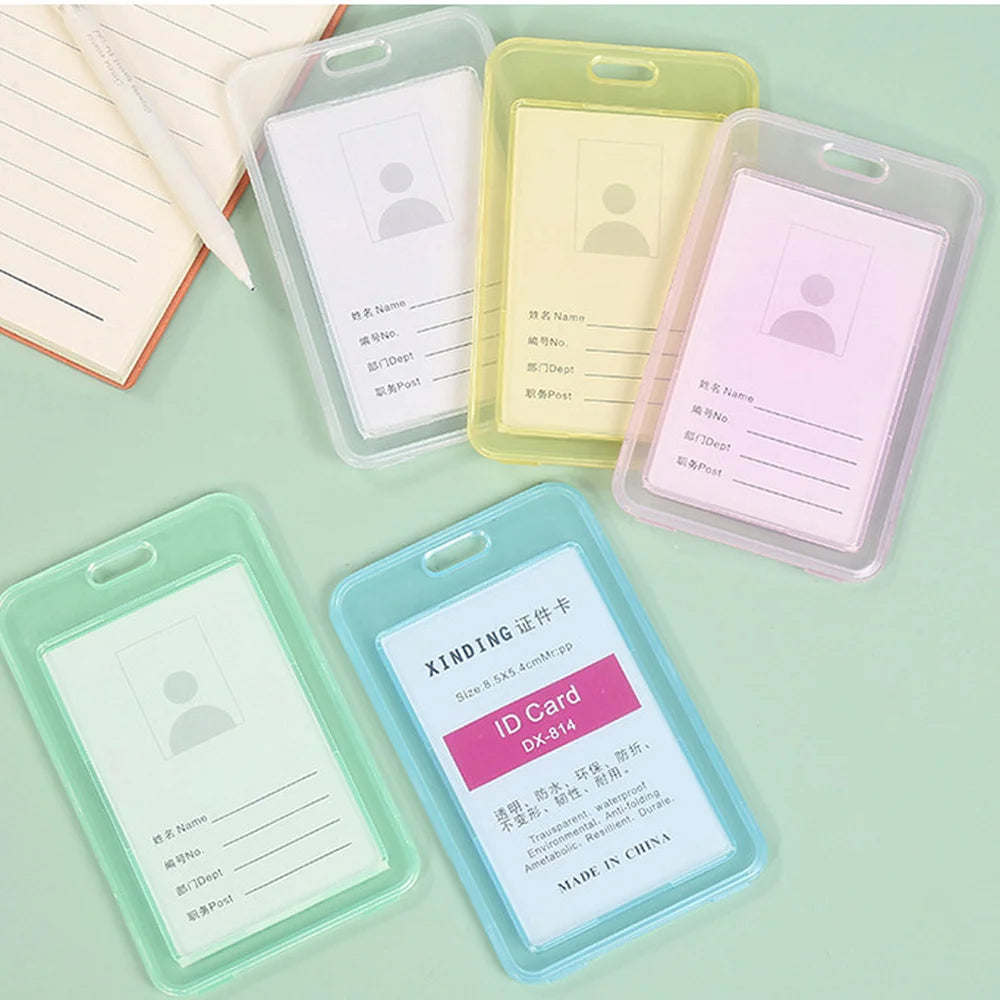 Transparent ID Holders Badge Card Credit Bank Bear Protective Cover Bus Protection Keychain Business Supplies Credential Holder