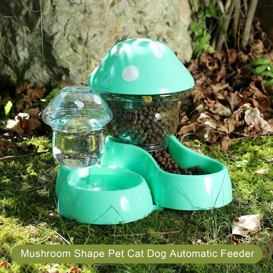 1 Set Cat Food Bowl Automatic Feeders and Water Dispenser Mushroom Shape Pet Dog Cat Water Food Container Pet Supplies