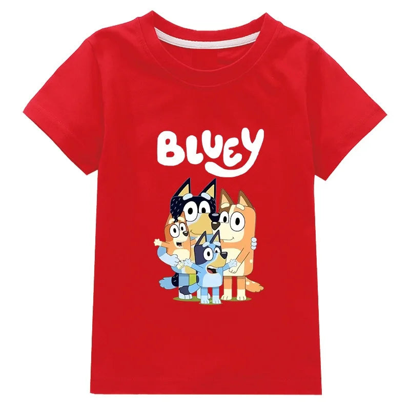 Moose New Bluey Family Summer Short-Sleeved T-Shirt Fashionable Children'S Clothing Boys And Girl Clothes Short-Sleeved T-Shirt