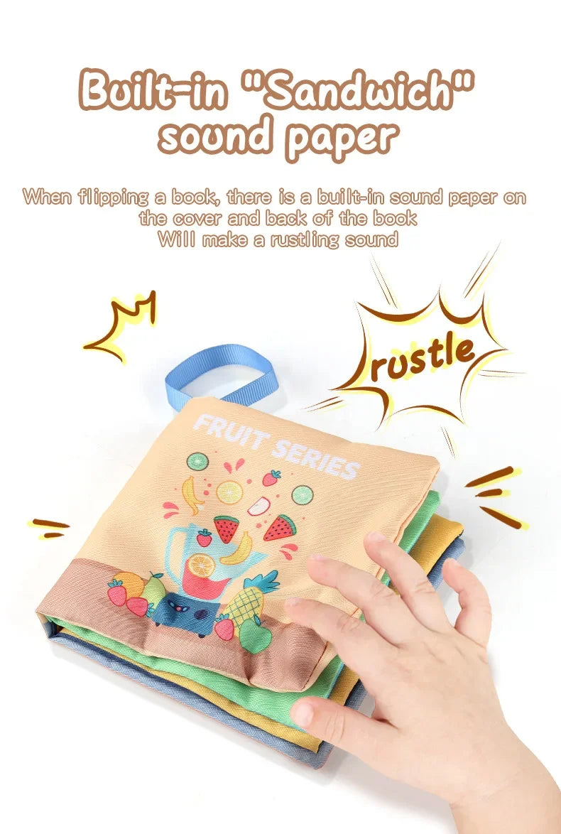 3D Baby Cloth Book Early Education Toys 4-page 8-sided English Palm Book