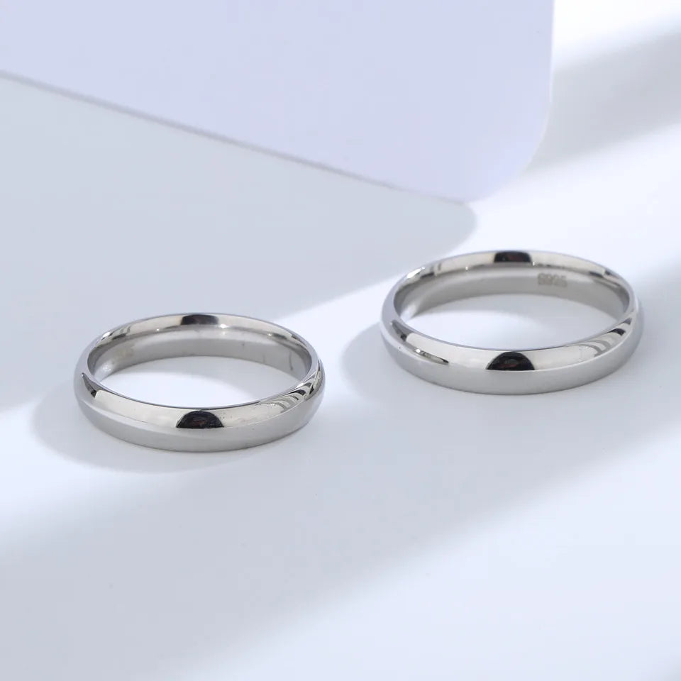Buyee 925 Sterling Silver Couples Ring Sets Light Polishing Simple Ring for Woman Man Classic Fashion Wedding Jewelry Circle