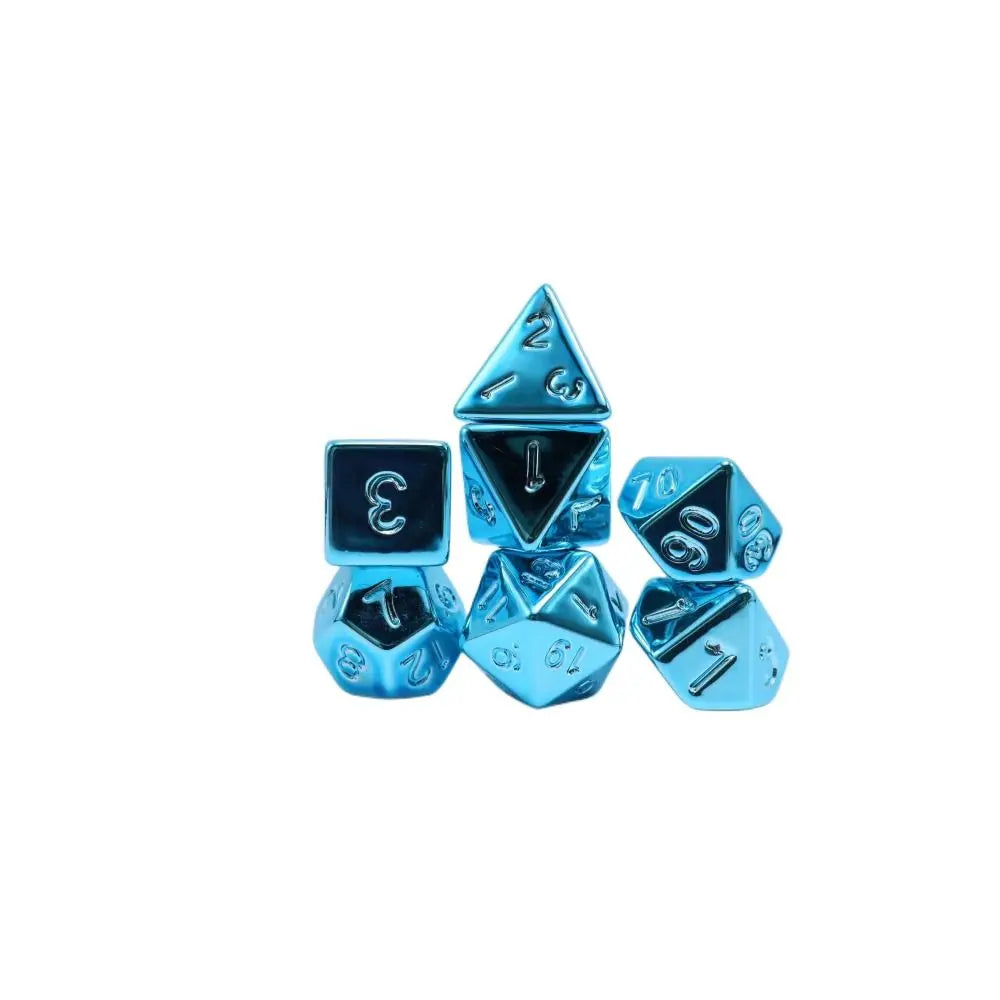 7Pcs Gold Plating Dice Set Excellent Gold Silver Blue Table Games Dice Acrylic Electroplating Party Polygonal DND Dice Gifts