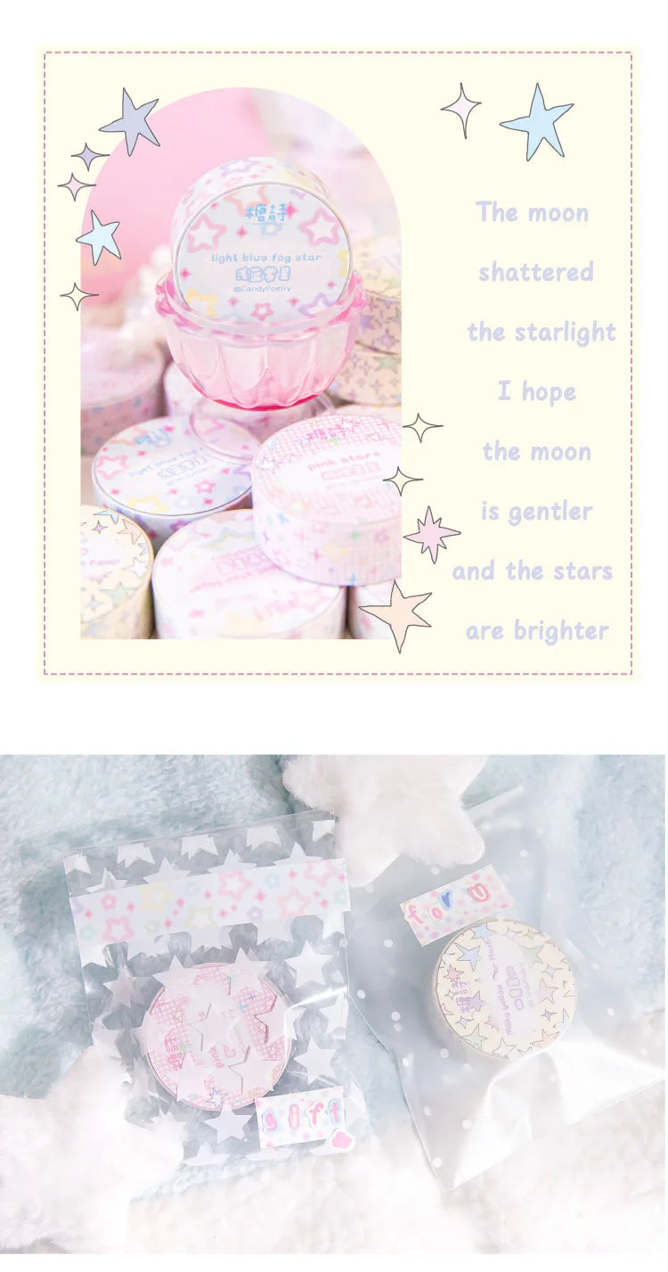 New Ins Cute Star Washi Masking Tape Scrapbooking Journal Decorative Adhesive Tapes DIY Collage Material Stationery
