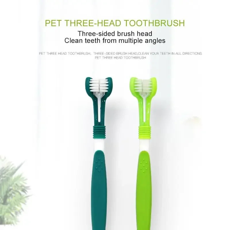 3D Three-head Dog Toothbrush Nontoxic Soft Bristle Brush Clean Puppy Teeth Iomnibearing Grooming Dog Supplies Accesorios Perros