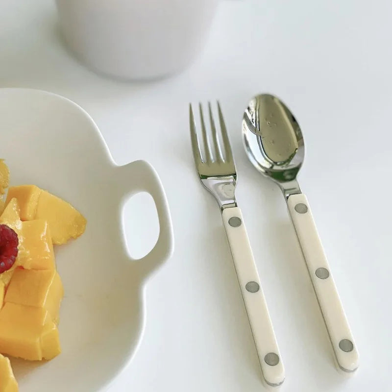 304 Stainless steel western tableware light luxury rivet handle household steak knife and fork dessert fork and spoon set