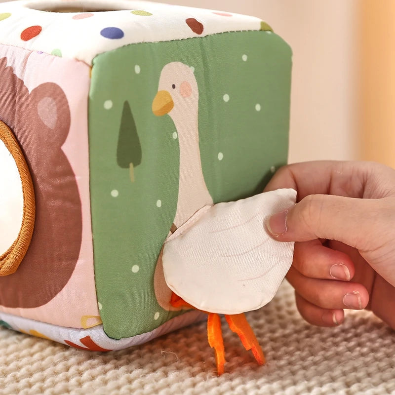 Montessori Toys Magic Cotton Animal Tissue Box Kids Finger Exercise Busy Board Toys Baby Educational Activity Sensory Game Gifts