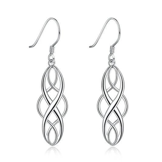 925 Sterling Silver Celtic Knot Dangle Earrings Hanging Jewelry Fish Hook for Women